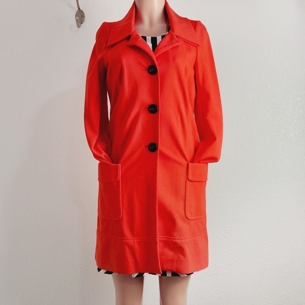 𝅺CLASSIQUES Entier Tomato Red Jersey Knit Coat Size: XS